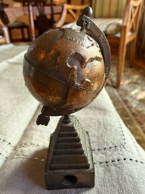 Pencil Sharper Globe Antique-Style Brass Globe Decor - Gold Tone